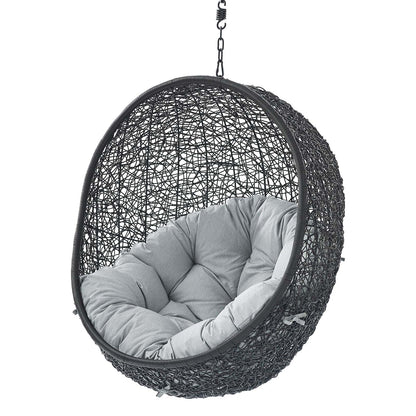 Encase Swing Outdoor Patio Lounge Chair Without Stand, Black Grey Gray, 18254