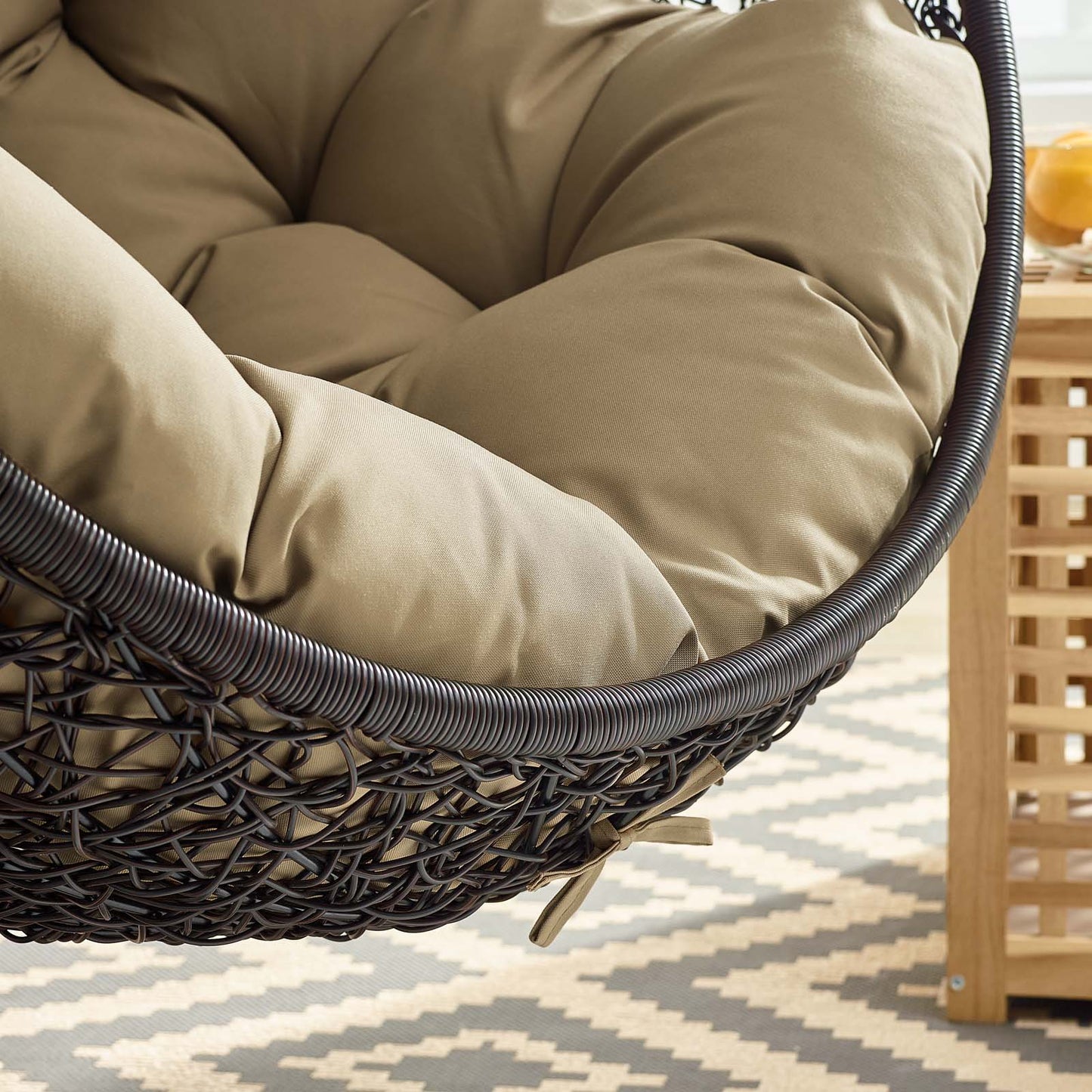 Encase Swing Outdoor Patio Lounge Chair Without Stand, Black Brown, 18255