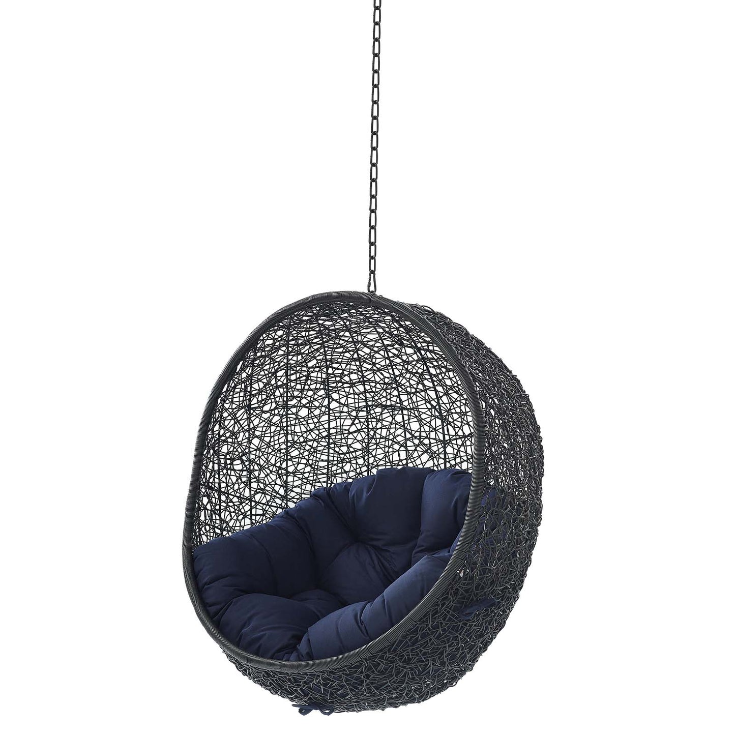 Encase Swing Outdoor Patio Lounge Chair Without Stand, Black Navy Blue, 18256
