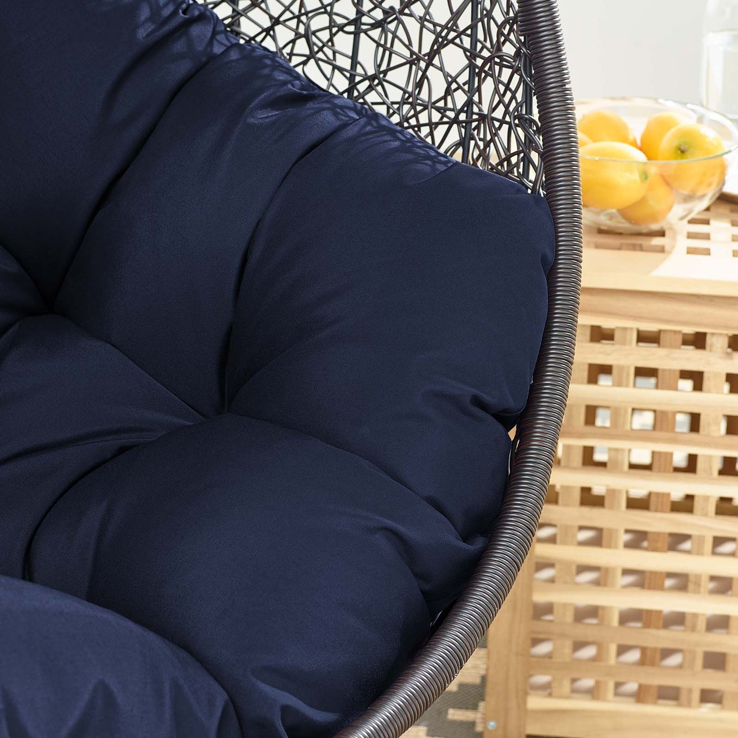Encase Swing Outdoor Patio Lounge Chair Without Stand, Black Navy Blue, 18256