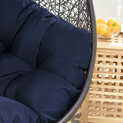 Encase Swing Outdoor Patio Lounge Chair Without Stand, Black Navy Blue, 18256