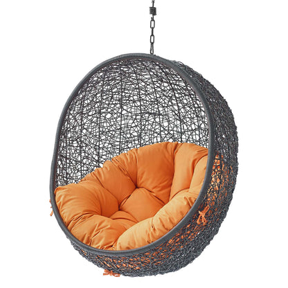 Encase Swing Outdoor Patio Lounge Chair Without Stand, Black Orange, 18257