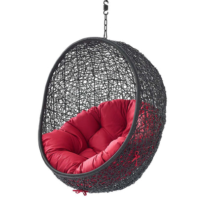 Encase Swing Outdoor Patio Lounge Chair Without Stand, Black Red, 18259