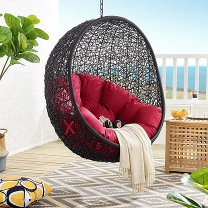 Encase Swing Outdoor Patio Lounge Chair Without Stand, Black Red, 18259