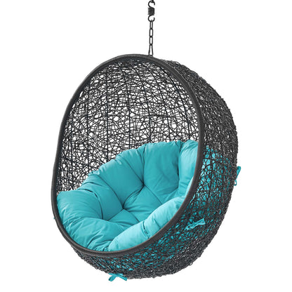 Encase Swing Outdoor Patio Lounge Chair Without Stand, Black Blue, 18260