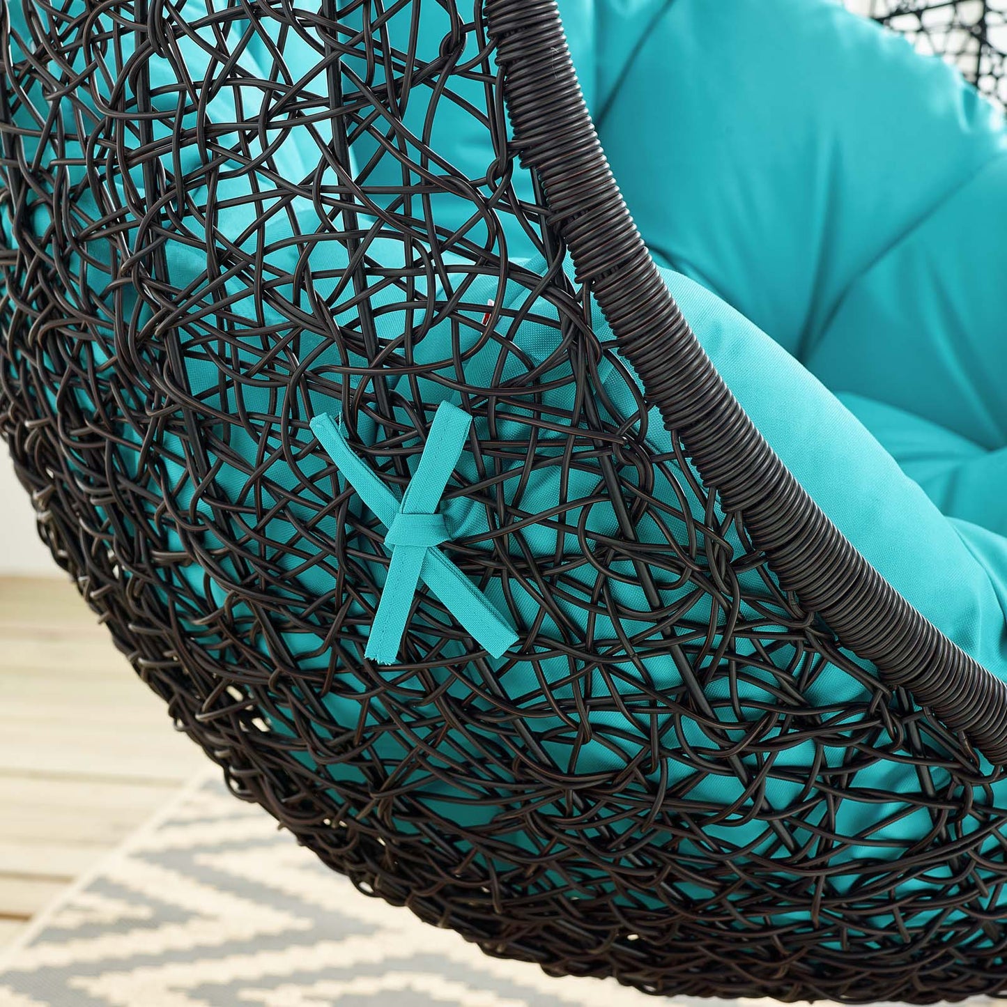 Encase Swing Outdoor Patio Lounge Chair Without Stand, Black Blue, 18260