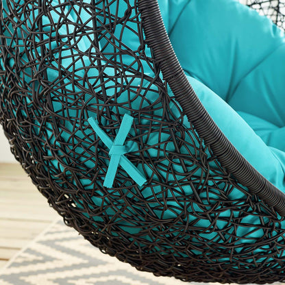 Encase Swing Outdoor Patio Lounge Chair Without Stand, Black Blue, 18260