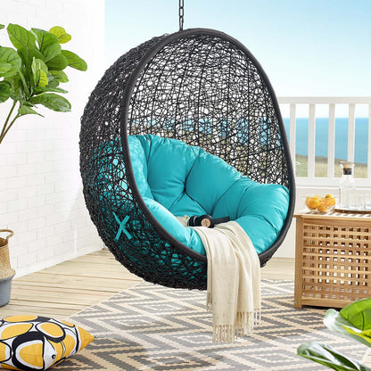 Encase Swing Outdoor Patio Lounge Chair Without Stand, Black Blue, 18260