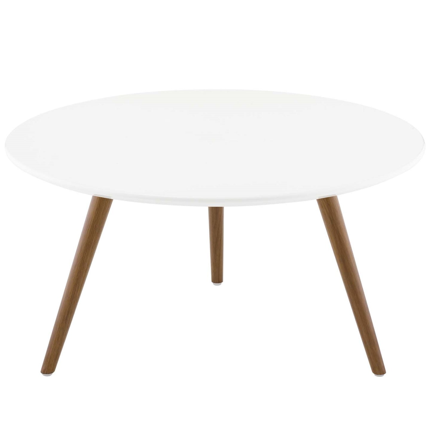 Lippa 28" Round Wood Top Coffee Table with Tripod Base, Wood Metal Steel, White Natural Walnut, 17879