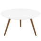 Lippa 28" Round Wood Top Coffee Table with Tripod Base, Wood Metal Steel, White Natural Walnut, 17879