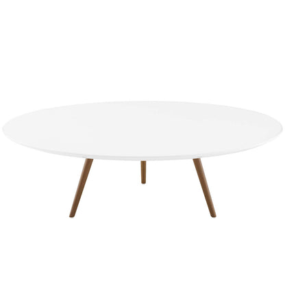 Lippa 47" Round Wood Top Coffee Table with Tripod Base, Wood Metal Steel, White Natural Walnut, 17888
