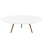 Lippa 47" Round Wood Top Coffee Table with Tripod Base, Wood Metal Steel, White Natural Walnut, 17888