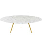 Lippa 47" Round Artificial Marble Coffee Table with Tripod Base, Artificial Marble Stone Metal, Gold White, 17894