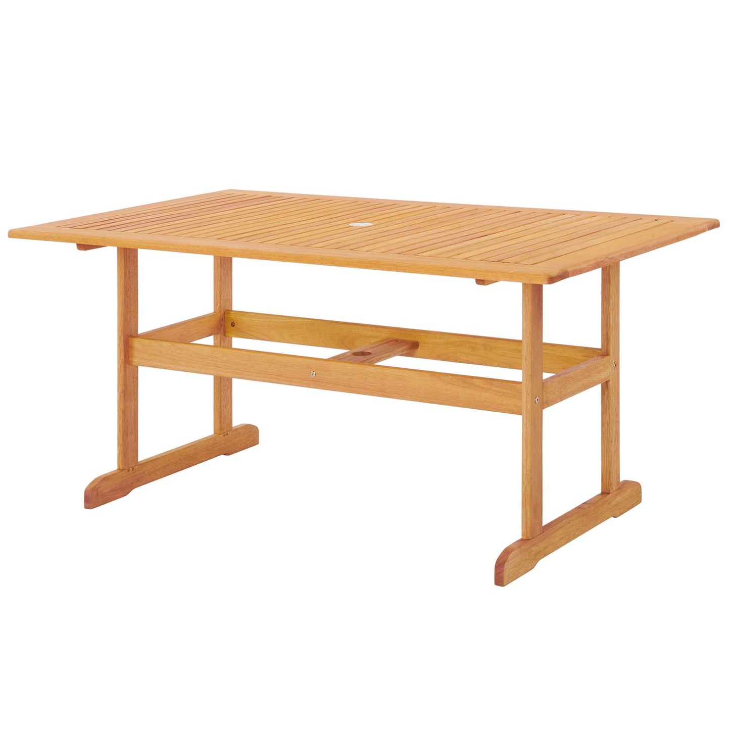Hatteras 59" Rectangle Outdoor Patio Eucalyptus Wood Dining Table, Wood, Brown Natural, 18271