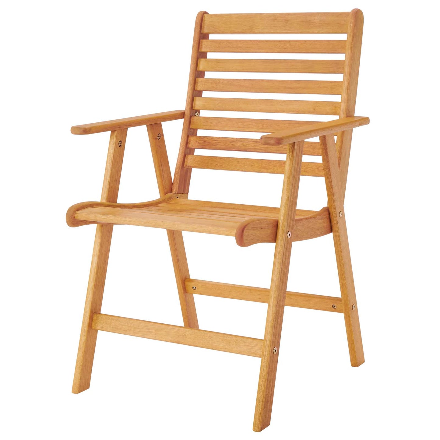 Hatteras Outdoor Patio Eucalyptus Wood Dining Armchair, Wood, Brown Natural, 18272