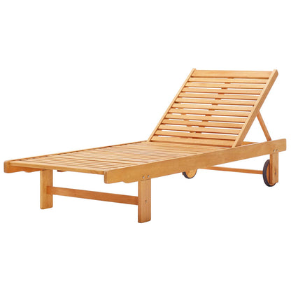 Hatteras Outdoor Patio Eucalyptus Wood Chaise Lounge Chair, Wood, Brown Natural, 18273
