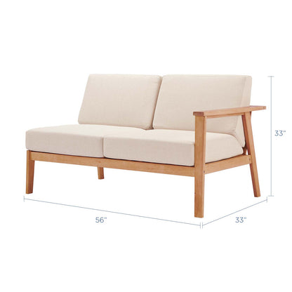 Sedona Outdoor Patio Eucalyptus Wood Left-Facing Loveseat, Wood, Brown Natural Taupe Gray, 18274