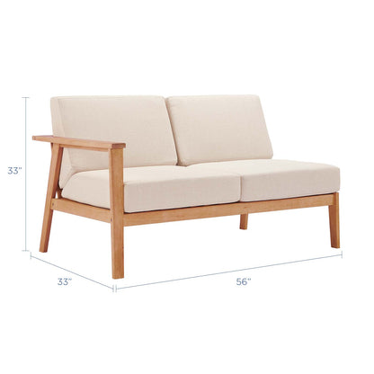 Sedona Outdoor Patio Eucalyptus Wood Right-Facing Loveseat, Wood, Brown Natural Taupe Gray, 18275