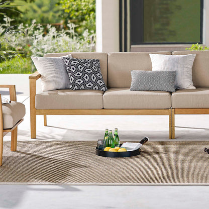 Sedona Outdoor Patio Eucalyptus Wood Right-Facing Loveseat, Wood, Brown Natural Taupe Gray, 18275