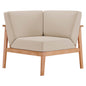 Sedona Outdoor Patio Eucalyptus Wood Sectional Sofa Corner Chair, Wood, Brown Natural Taupe Gray, 18276