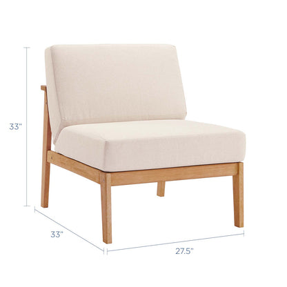 Sedona Outdoor Patio Eucalyptus Wood Sectional Sofa Armless Chair, Wood, Brown Natural Taupe Gray, 18277
