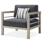 Wiscasset Outdoor Patio Acacia Wood Armchair, Wood, Light Grey Gray, 18279
