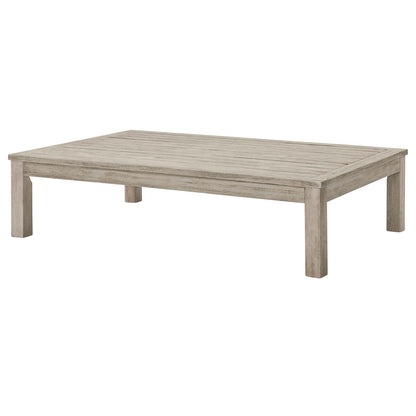 Wiscasset Outdoor Patio Acacia Wood Coffee Table, Wood, Light Grey Gray, 18281