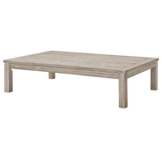 Wiscasset Outdoor Patio Acacia Wood Coffee Table, Wood, Light Grey Gray, 18281