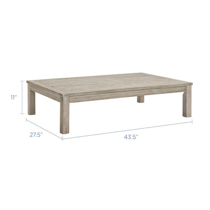 Wiscasset Outdoor Patio Acacia Wood Coffee Table, Wood, Light Grey Gray, 18281