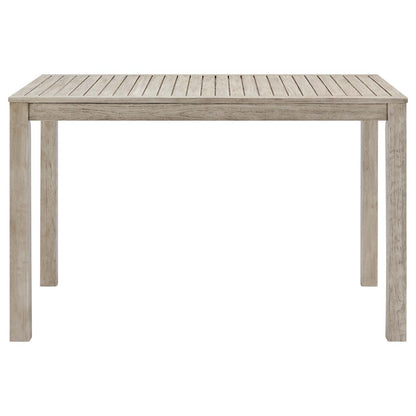 Wiscasset 59" Outdoor Patio Acacia Wood Bar Table, Wood, Light Grey Gray, 18282