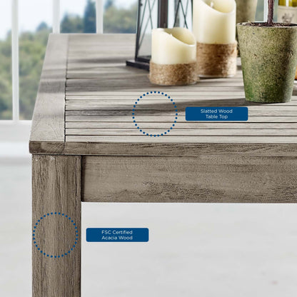 Wiscasset 59" Outdoor Patio Acacia Wood Bar Table, Wood, Light Grey Gray, 18282