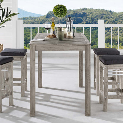 Wiscasset 59" Outdoor Patio Acacia Wood Bar Table, Wood, Light Grey Gray, 18282