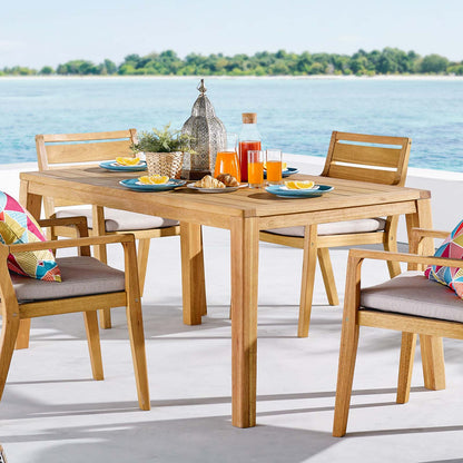 Portsmouth 63" Karri Wood Outdoor Patio Dining Table, Wood, Brown Natural, 18284