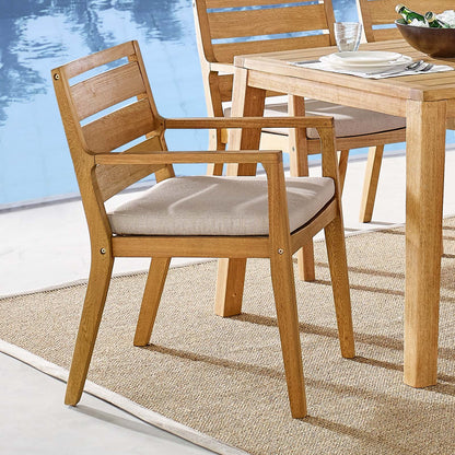 Portsmouth Karri Wood Outdoor Patio Dining Armchair, Wood, Brown Natural Taupe Gray, 18285