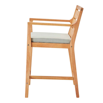 Portsmouth Karri Wood Outdoor Patio Bar Stool, Wood, Brown Natural Taupe Gray, 18287