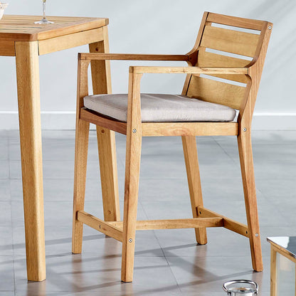 Portsmouth Karri Wood Outdoor Patio Bar Stool, Wood, Brown Natural Taupe Gray, 18287