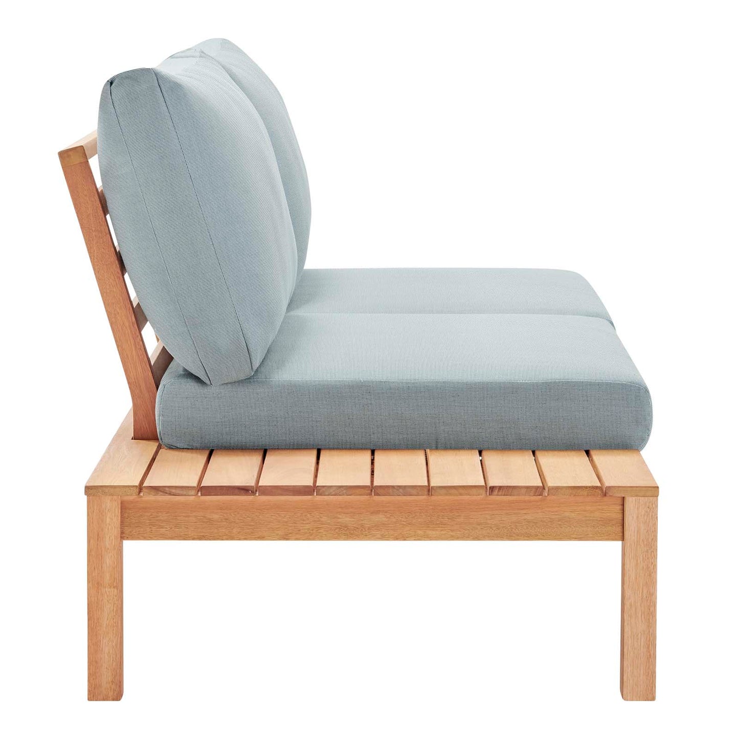 Freeport Karri Wood Outdoor Patio Loveseat with Left-Facing Side End Table, Wood, Brown Natural Light Blue, 18288