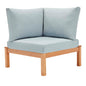 Freeport Karri Wood Sectional Sofa Outdoor Patio Corner Chair, Wood, Brown Natural Light Blue, 18290