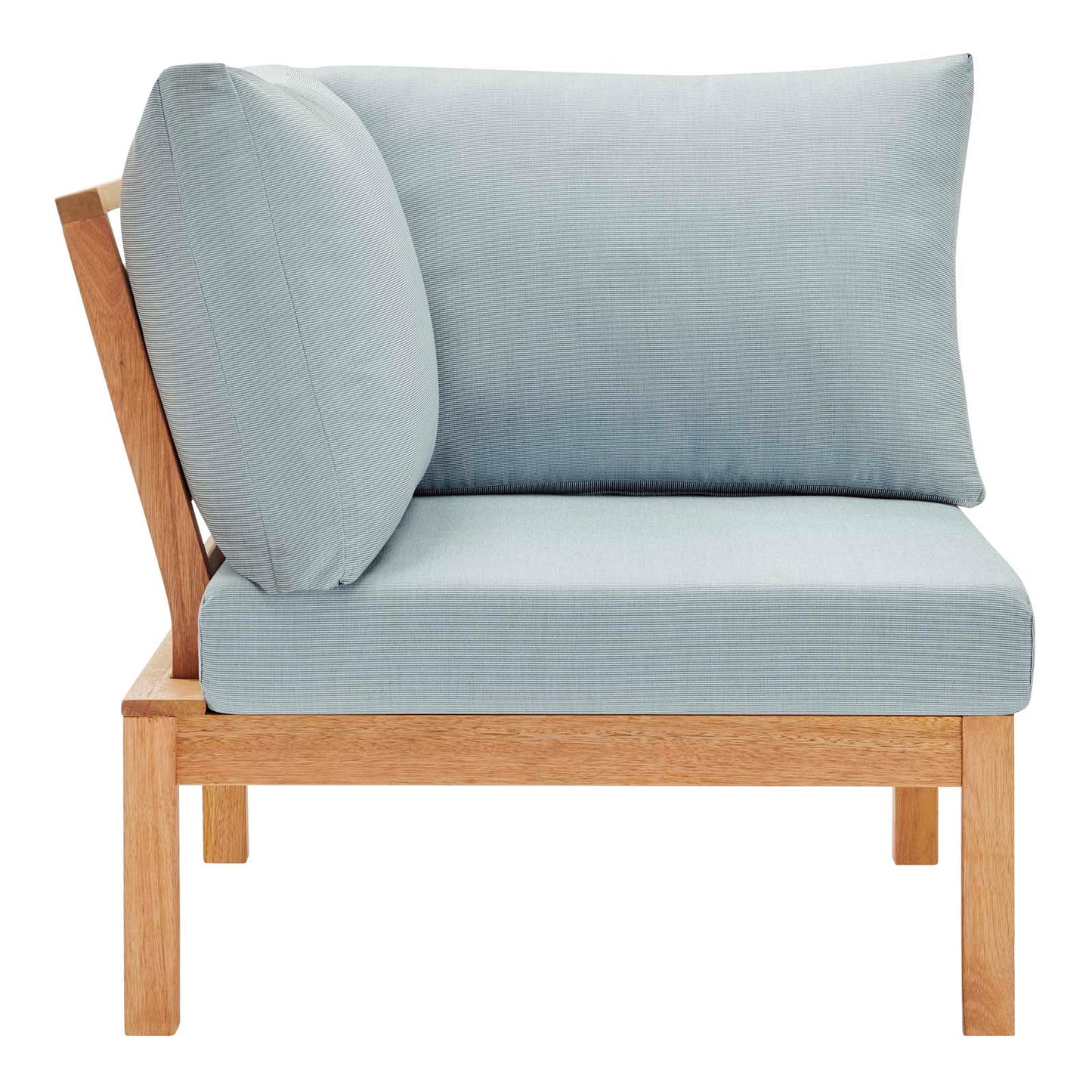 Freeport Karri Wood Sectional Sofa Outdoor Patio Corner Chair, Wood, Brown Natural Light Blue, 18290
