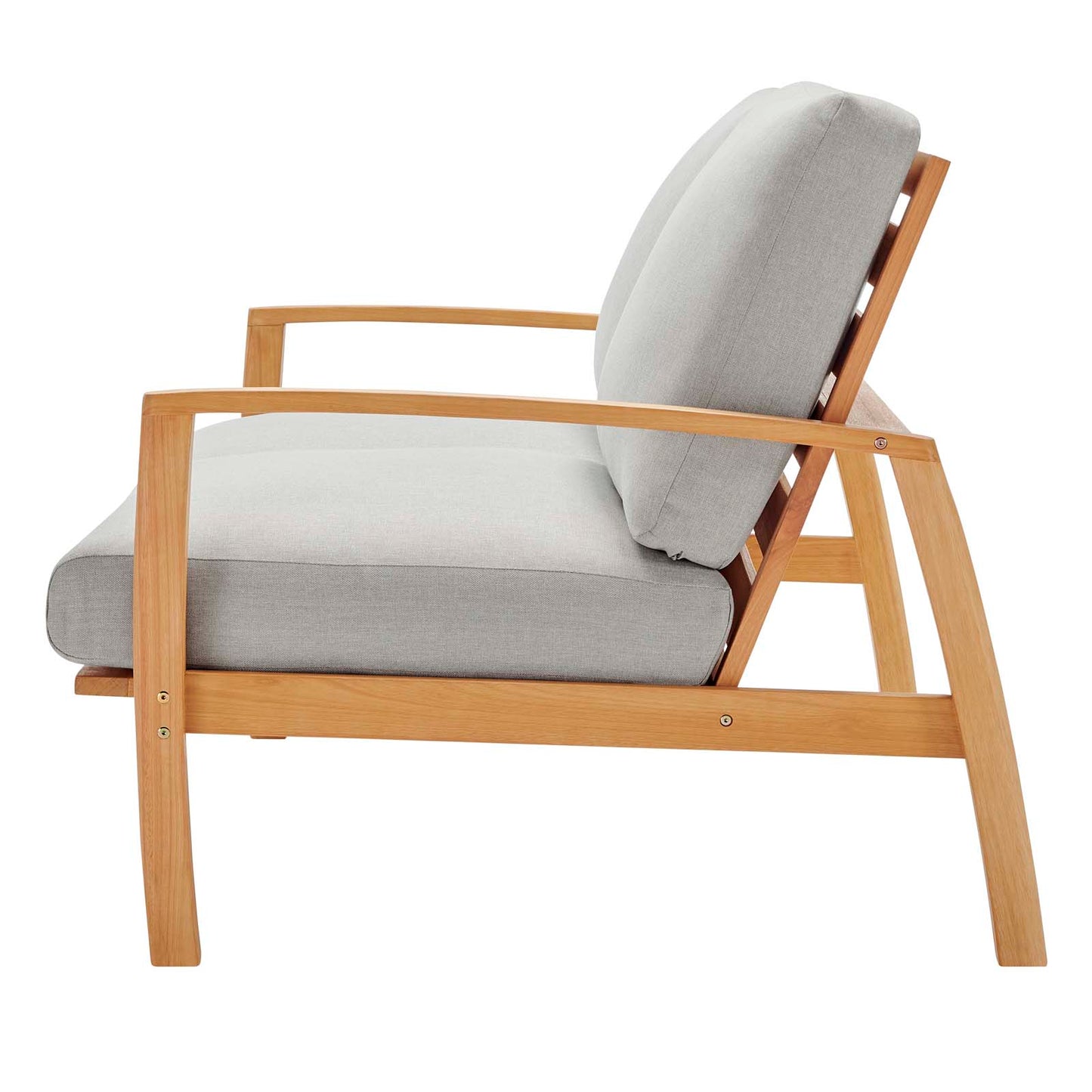Orlean Outdoor Patio Eucalyptus Wood Loveseat, Wood, Brown Natural Light Grey Gray, 18293