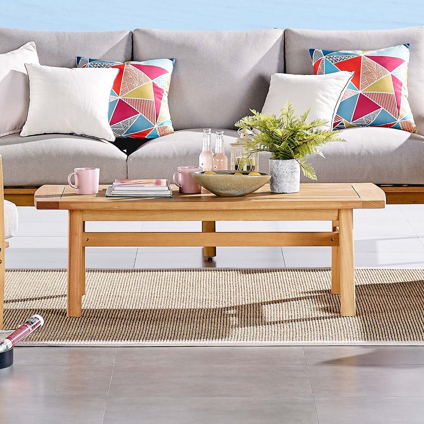 Orlean Outdoor Patio Eucalyptus Wood Coffee Table, Wood, Brown Natural, 18296