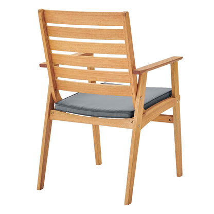 Syracuse Eucalyptus Wood Outdoor Patio Dining Chair Set of 2, Fabric Wood, Natural Grey Gray, 18017