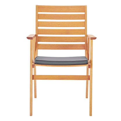 Syracuse Eucalyptus Wood Outdoor Patio Dining Chair Set of 2, Fabric Wood, Natural Grey Gray, 18017