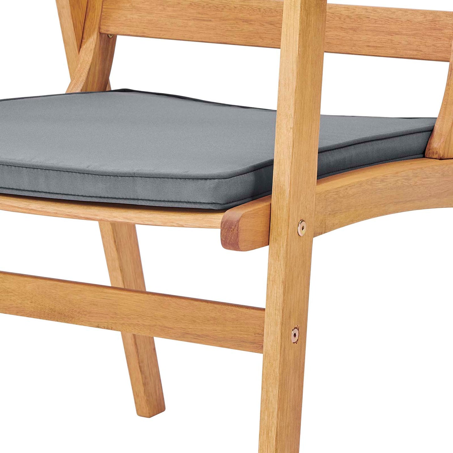 Syracuse Eucalyptus Wood Outdoor Patio Dining Chair Set of 2, Fabric Wood, Natural Grey Gray, 18017