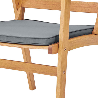 Syracuse Eucalyptus Wood Outdoor Patio Dining Chair Set of 2, Fabric Wood, Natural Grey Gray, 18017