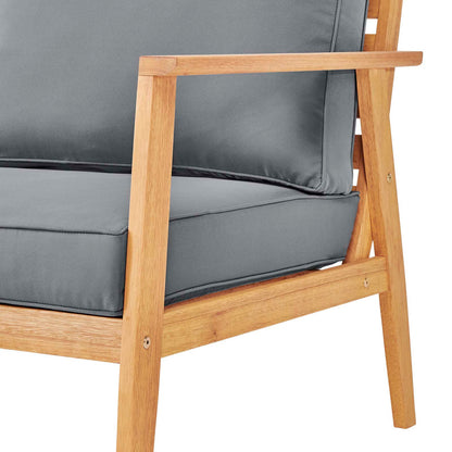 Syracuse Outdoor Patio Upholstered 4 Piece Furniture Set, Wood, Brown Natural Grey Gray, 18299