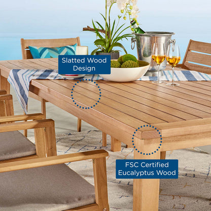 Viewscape 83" Outdoor Patio Ash Wood Dining Table, Wood, Brown Natural, 18303