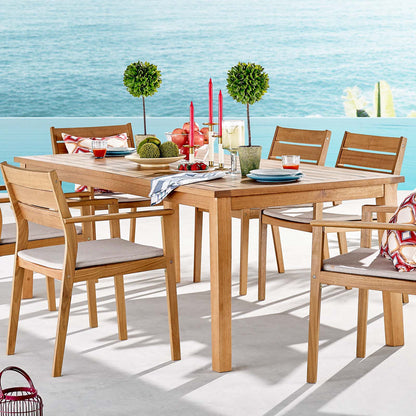 Viewscape 83" Outdoor Patio Ash Wood Dining Table, Wood, Brown Natural, 18303