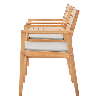 Viewscape Outdoor Patio Ash Wood Jack and Jill Chair Set, Wood, Brown Natural Taupe Gray, 18304