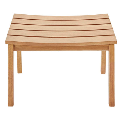 Breton Outdoor Patio Ash Wood Ottoman, Wood, Brown Natural, 18308